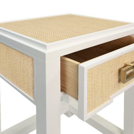 Litchfield Natural Side Table with open drawer
