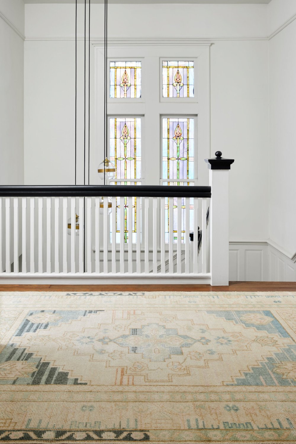 Lodi Rug styled in stair landing