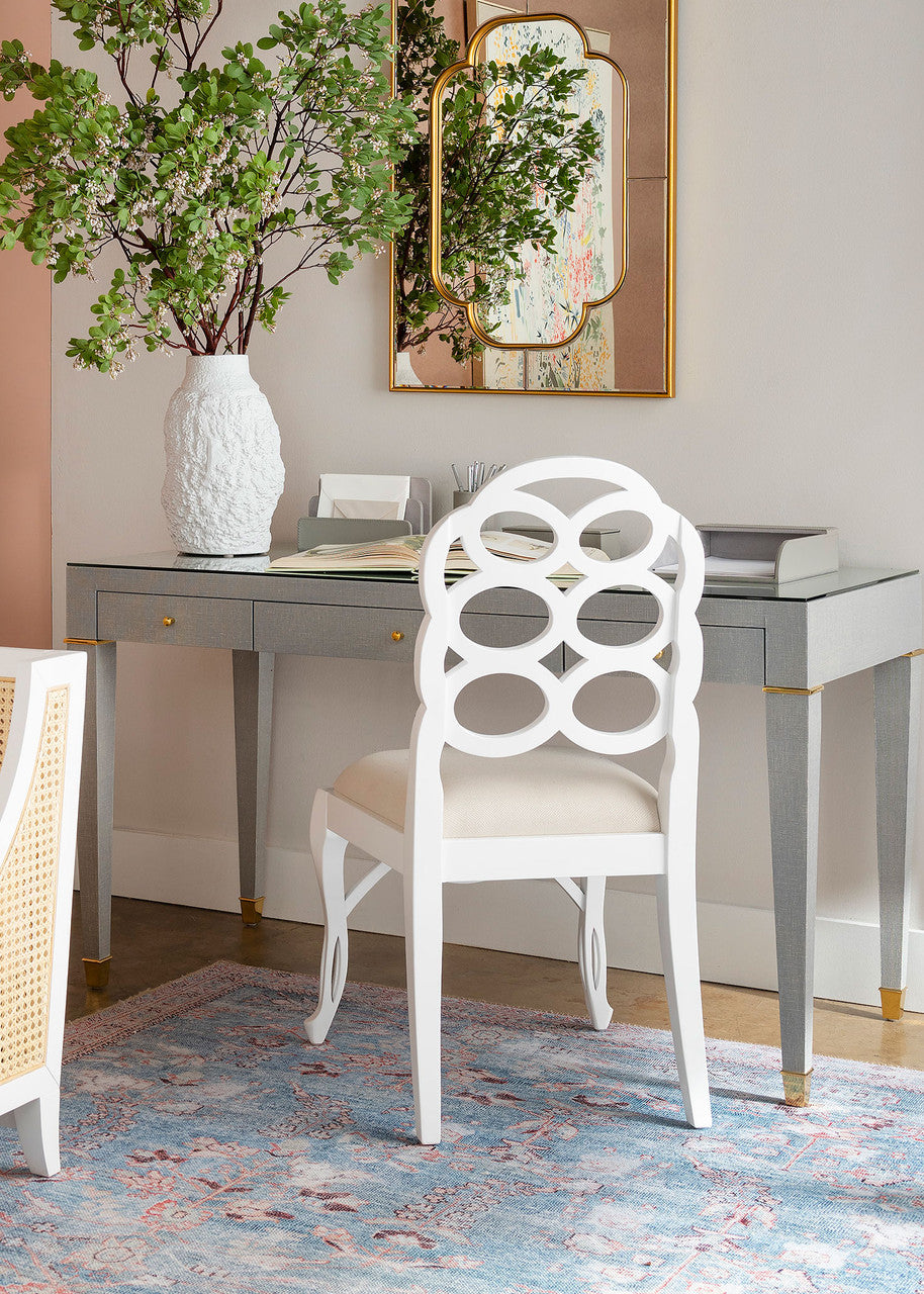 Loop Side Chair styled with Claire Grey Linen Desk