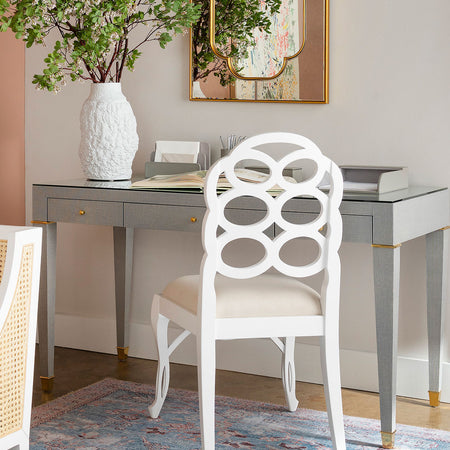 Loop Side Chair styled with Claire Grey Linen Desk