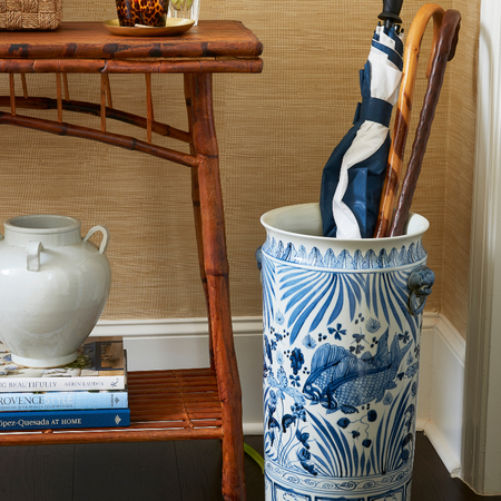 Lotus Fish Umbrella Stand styled in entry