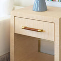 Lowery Natural Grasscloth Side Table with brass hardware