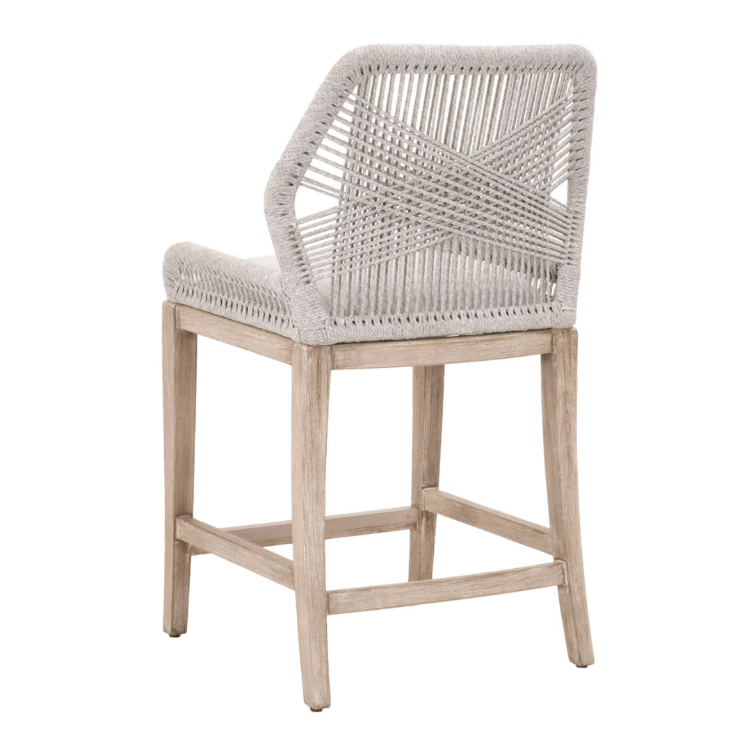 Luca Dove Woven Grey Rope Counter Stool