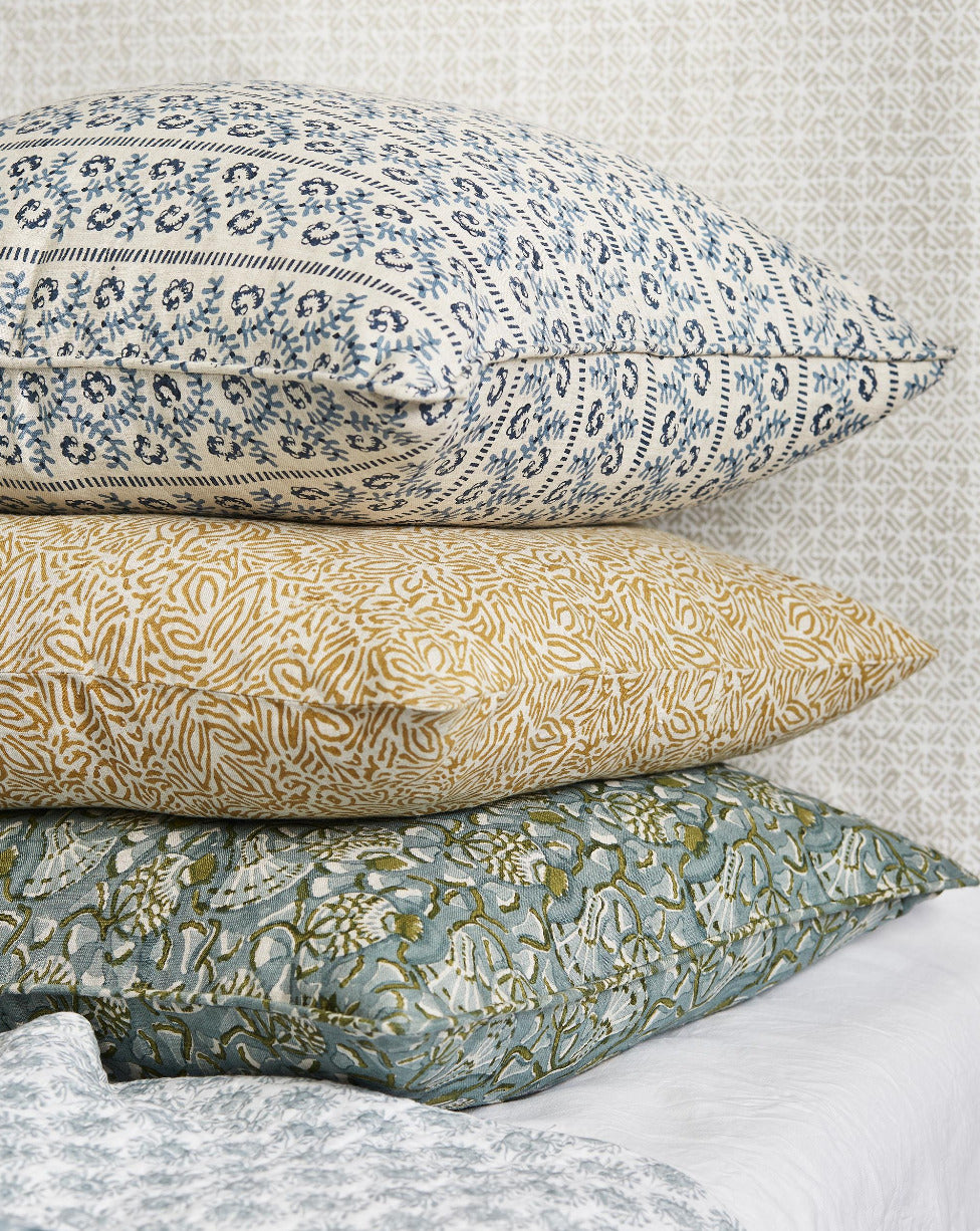 Lucca Azure Pillow Cover Stacked