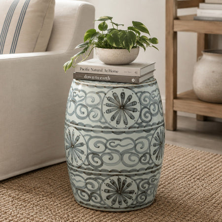 Lucky Cloud Garden Stool styled with plant and books