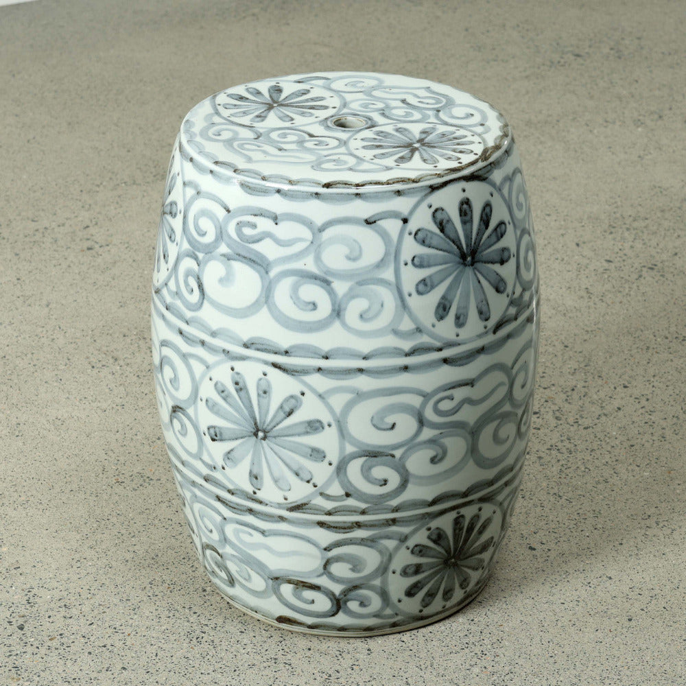 Lucky Cloud Garden Stool - Blue and White Porcelain - Dear Keaton