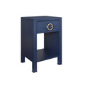Miles Navy Side Table - Texture Linen