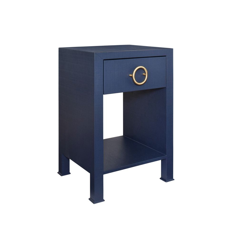 Miles Navy Side Table - Texture Linen