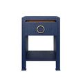 Miles Navy Side Table with open drawer