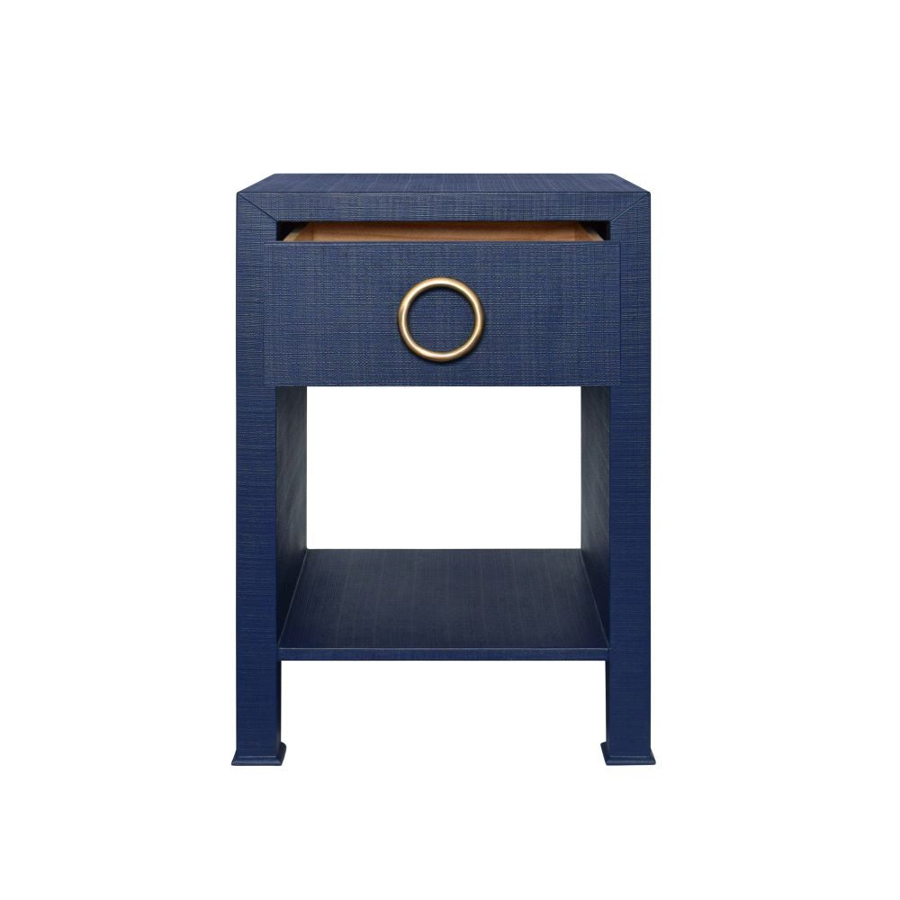 Miles Navy Side Table with open drawer
