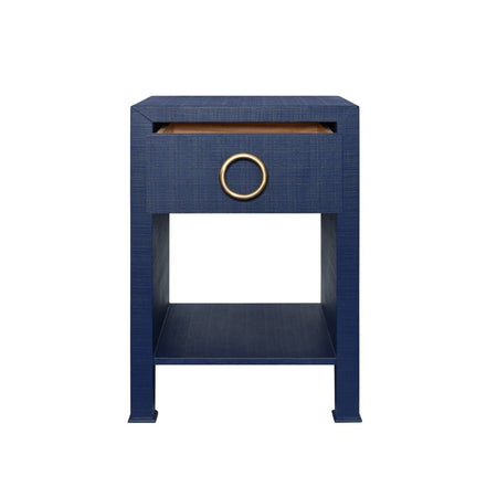 Miles Navy Side Table with open drawer