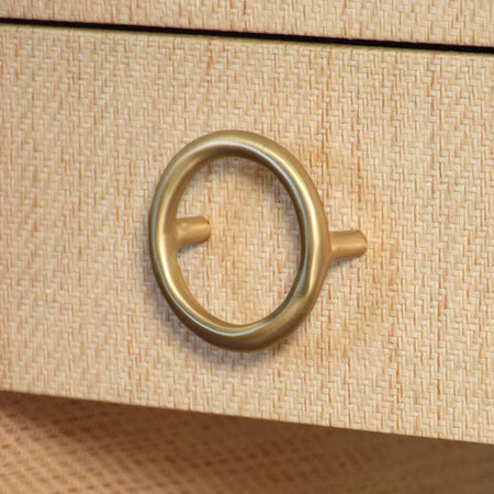 Miles Natural Grasscloth Side Table hardware closeup