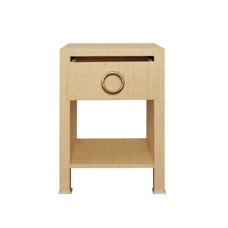 Miles Natural Grasscloth Side Table with single drawer