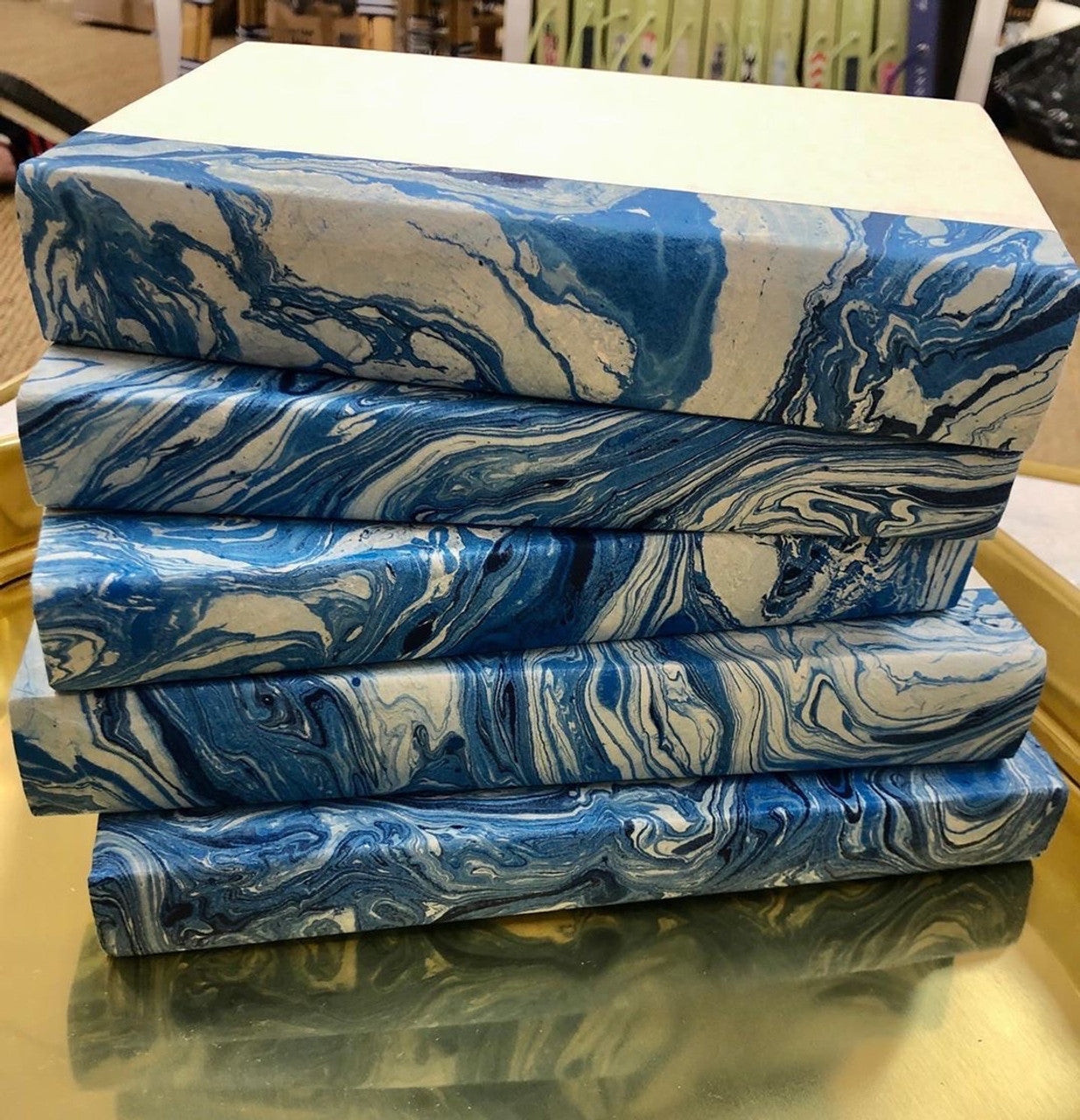 Blue Marbleized Book Set