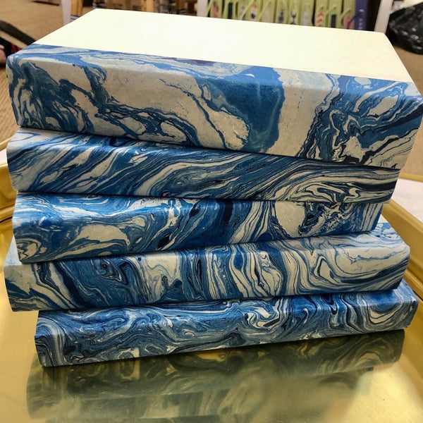 Blue Marbleized Book Set