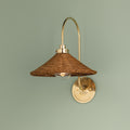 Kensington Rattan Wall Sconce - brass goose neck