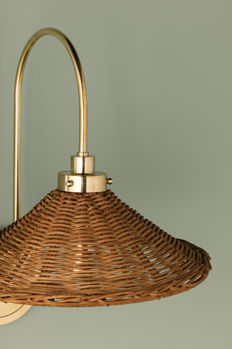 Kensington Rattan Wall Sconce - wicker detail