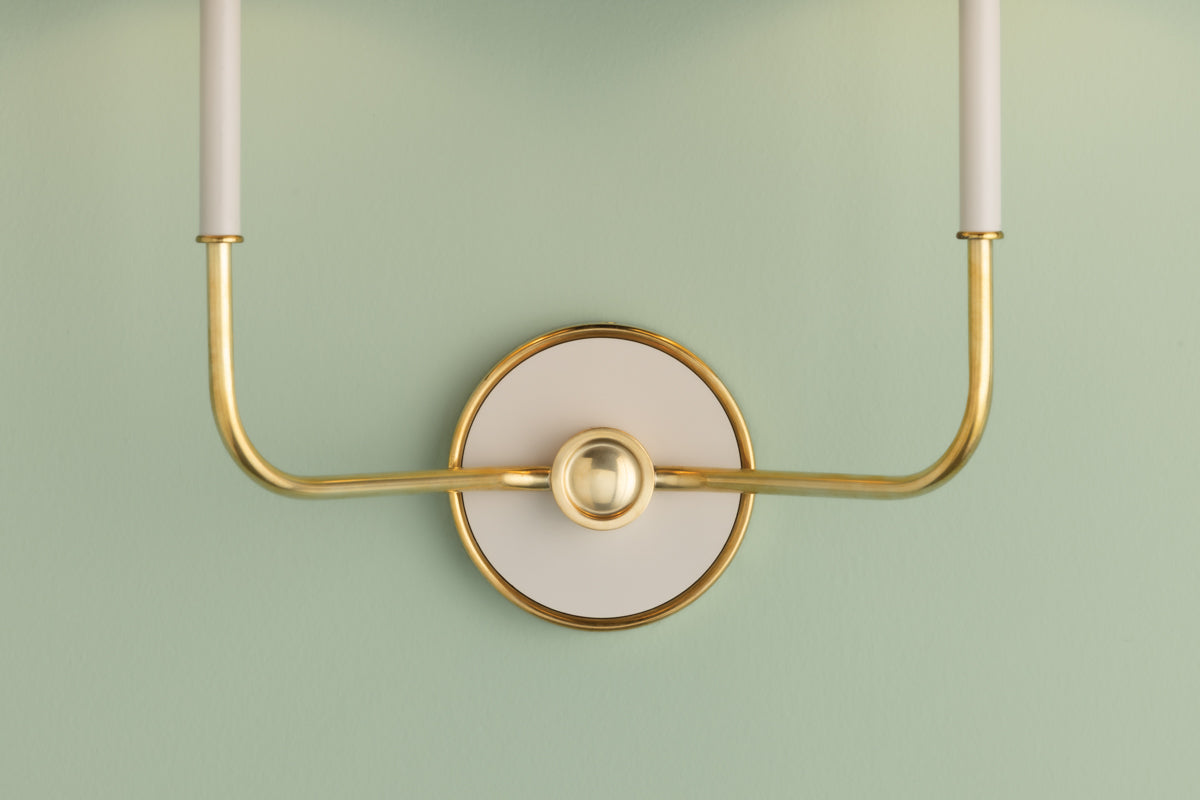 Wedgewood Double Wall Sconce - off white closeup