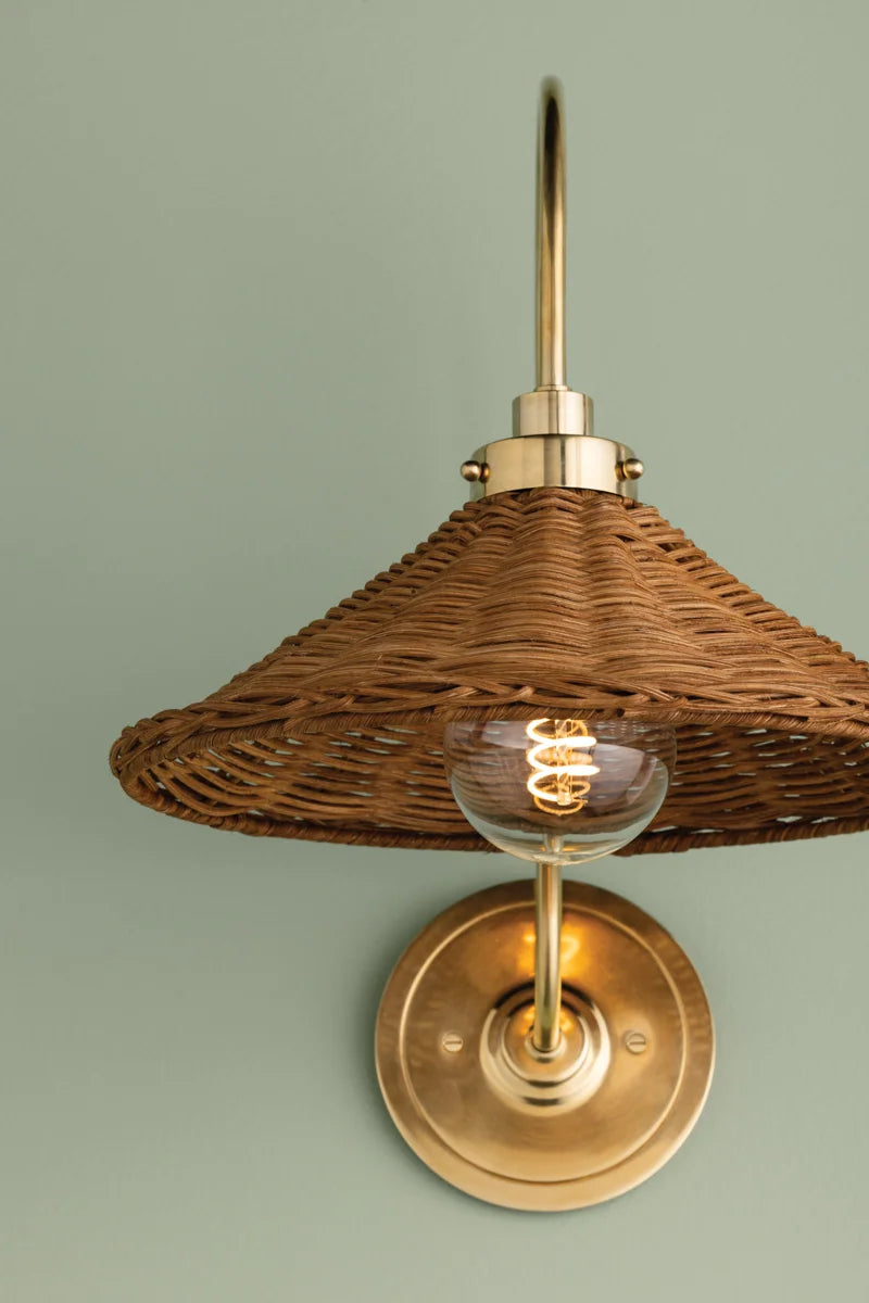Kensington Rattan Wall Sconce closeup