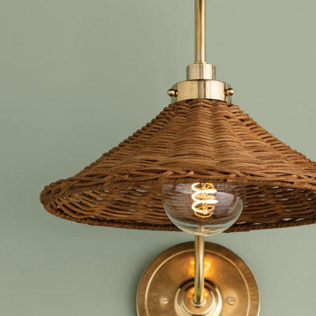 Kensington Rattan Wall Sconce closeup