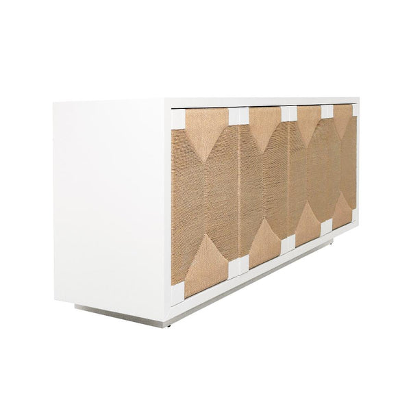 Milan White Cabinet with woven door fronts