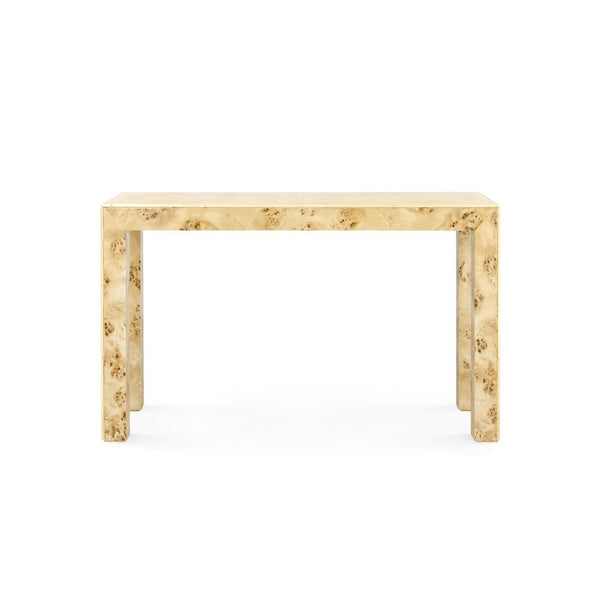 Marin Burl Console Table with brass edge