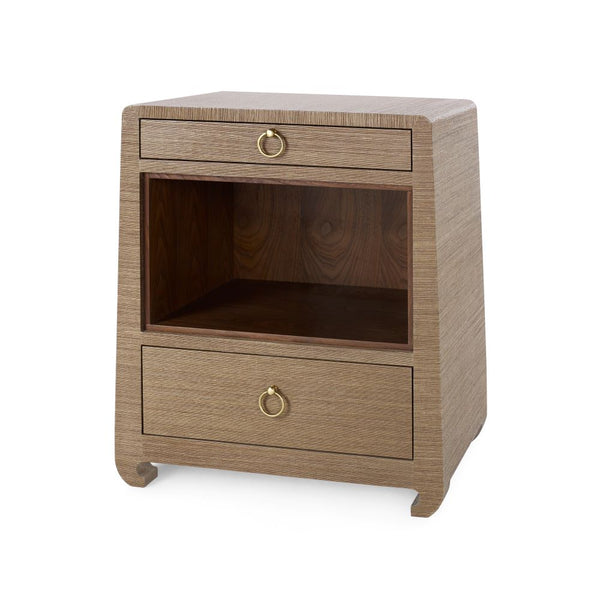 Zen Brown Lacquered Grasscloth bedside table