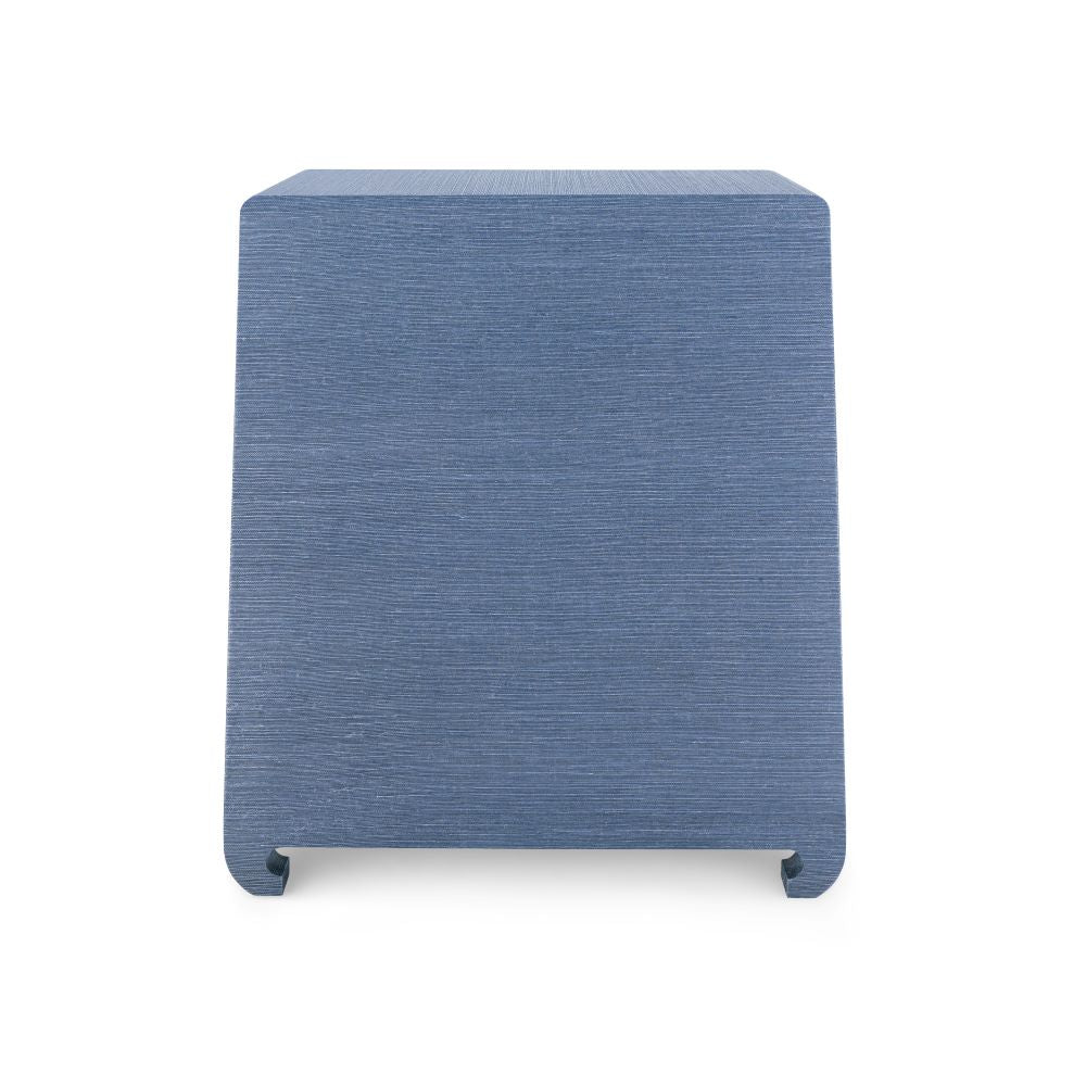 Zen Navy Grasscloth Side Table finished back