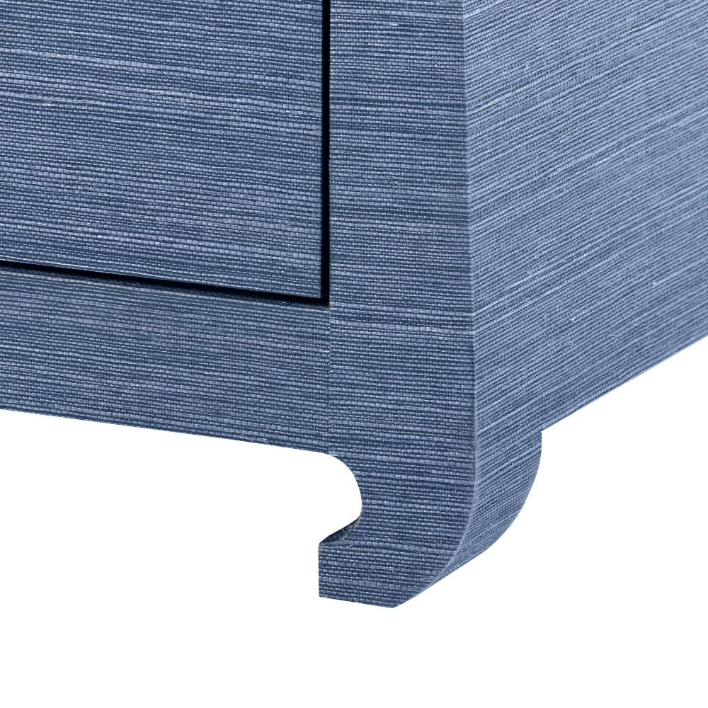 Zen Navy Grasscloth Side Table chow leg detail