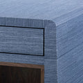 Zen Navy Grasscloth Side Table closeup