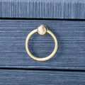 Zen Navy Grasscloth Side Table brass ring pull