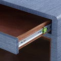 Zen Navy Grasscloth Side Table drawer details
