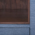 Zen Navy Grasscloth Side Table inset wood shelf
