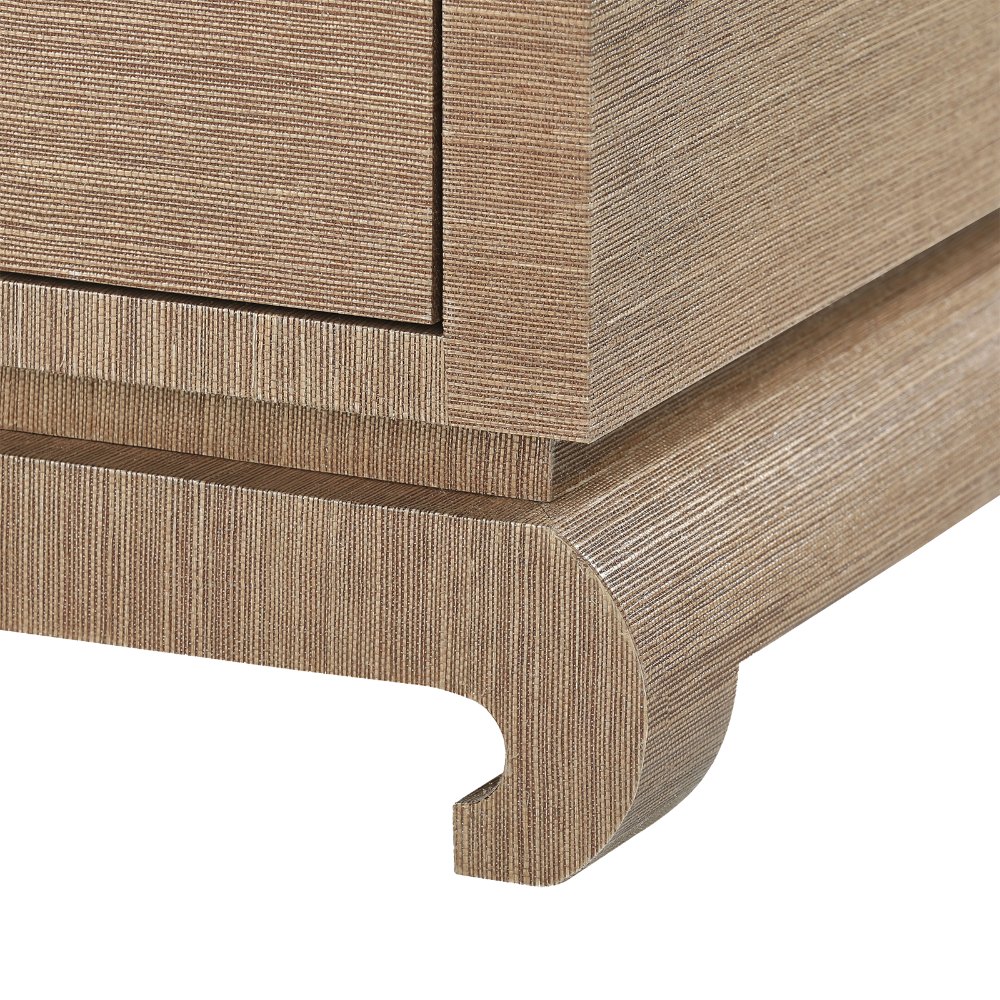 Zen Brown Grasscloth Tall Dresser - Chow Foot