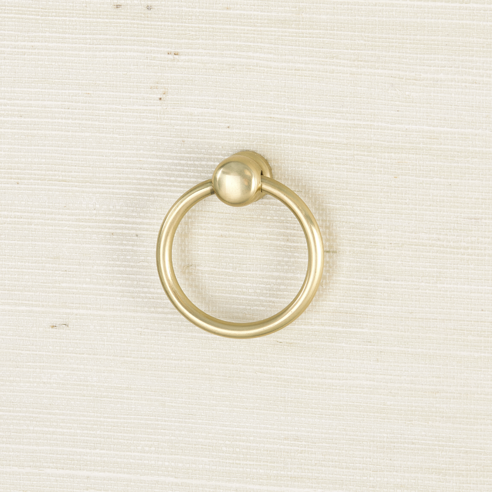 Zen Natural Grasscloth Tall Dresser Brass Ring Pull