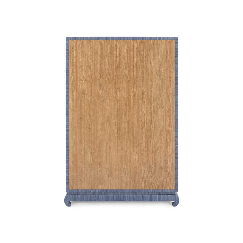 Zen Navy Grasscloth Tall Dresser Wood back