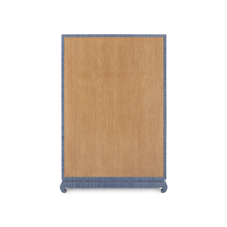 Zen Navy Grasscloth Tall Dresser Wood back