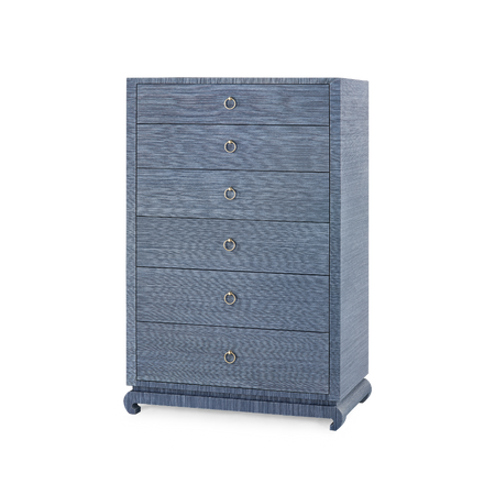 Zen Navy Grasscloth Highboy Dresser