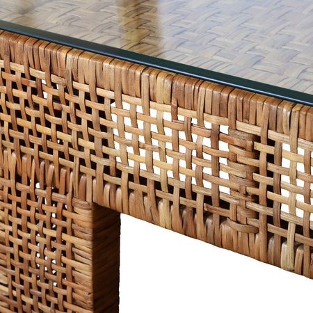 Chapin Rectangle Woven Rattan Table texture closeup
