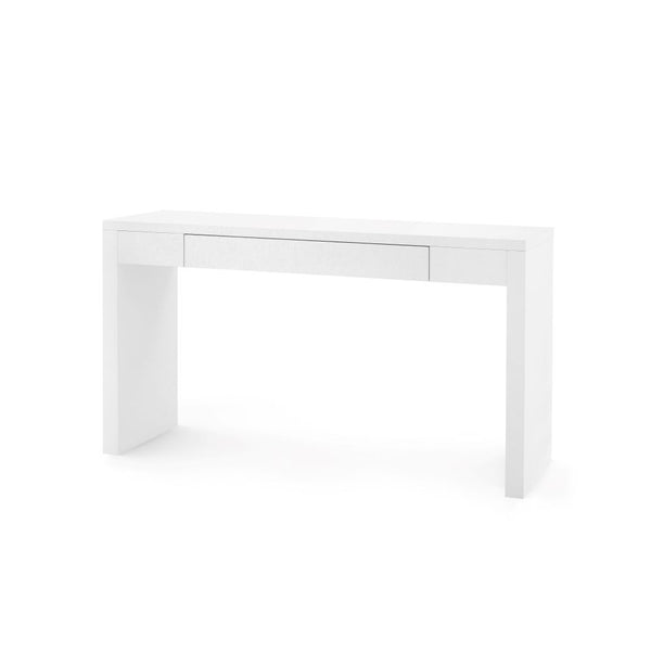 Madison White Grasscloth Large Console Angle View