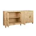 Maddox Four Door Burl Wood Buffet with open doors