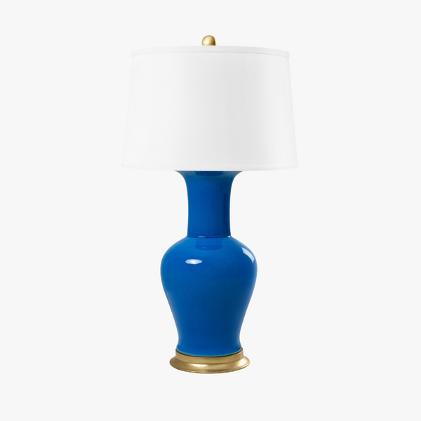 Madeline Azure Lamp - Blue Ceramic Designer Lighting - Dear Keaton
