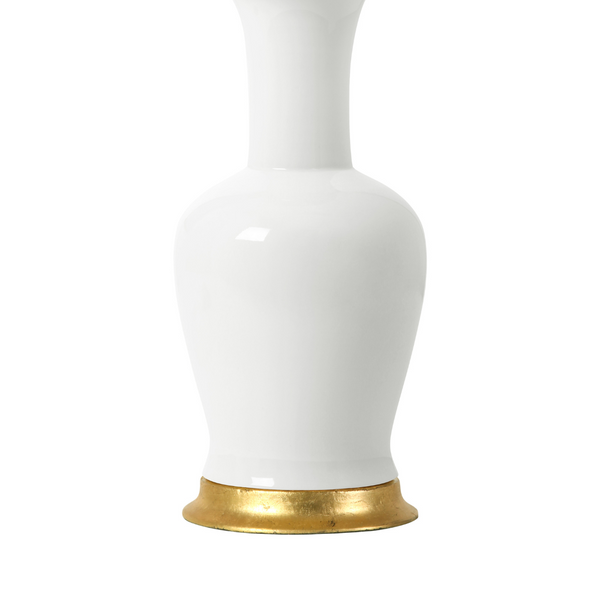 Madeline White Lamp base with Gold Accents