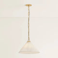 Mallory Faux Silk Pleated Pendant light - gold hardware