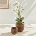 Mandalay Cachepot Small Basket Set with faux orchid