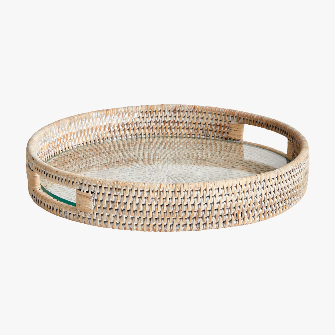 Mandalay Large Serving Tray - whitewash finish