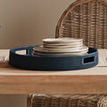 Mandalay Navy Large Serving Tray with plate stack