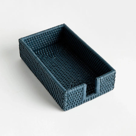Mandalay Navy Rattan Guest Towel Holder