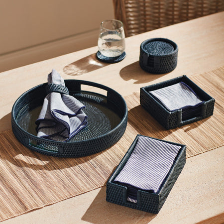 Mandalay Navy Woven Rattan Accents