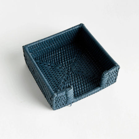 Mandalay Navy Woven Rattan Cocktail Napkin Basket